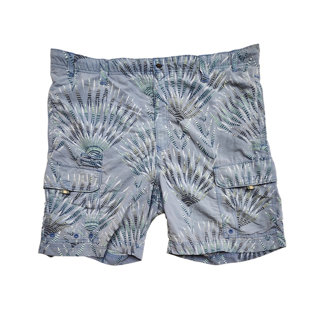 Tommy Bahama Cargo Board Shorts Tropical Palm Print Blue Mens Medium